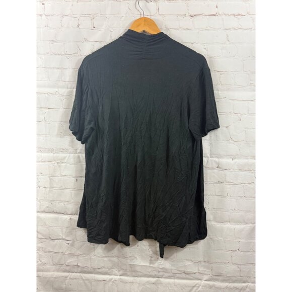 Moa Collection Cascading Open Front Stretch Cardigan Black Womens Size XL - Picture 2 of 5